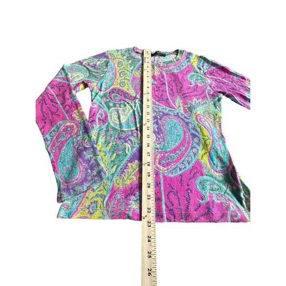 Olivier Goureau Sweater Size Large Cashmere Silk Blend Paisley Print Sweater #M3 - Picture 5 of 8